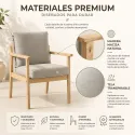 Silla de Madera Minimalista Ergonómica con Cojines de Lino Transpirable