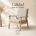 Silla de Madera Minimalista Ergonómica con Cojines de Lino Transpirable