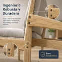 Silla de Madera Minimalista Ergonómica con Cojines de Lino Transpirable
