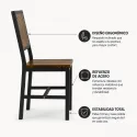 Silla de Comedor Industrial de Metal y Madera de Calidad
