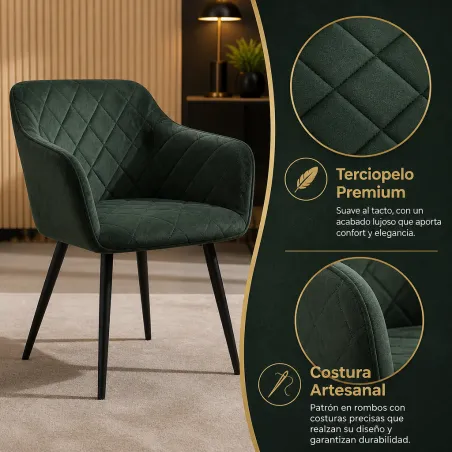 Silla de Comedor Elegancia con Respaldo Ergonómico y Patas de Metal