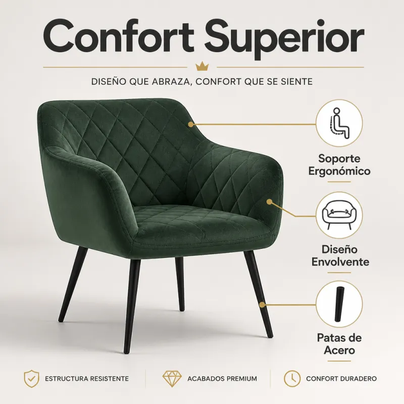 Silla de Comedor Elegancia con Respaldo Ergonómico y Patas de Metal