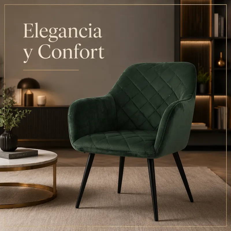 Silla de Comedor Elegancia con Respaldo Ergonómico y Patas de Metal