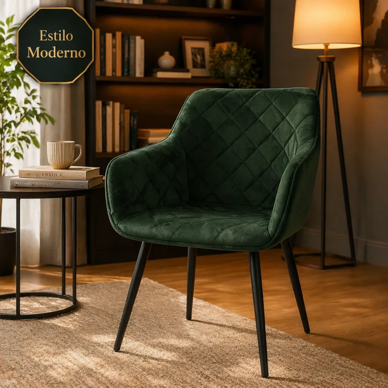 Silla de Comedor Elegancia con Respaldo Ergonómico y Patas de Metal
