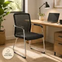 Silla de Oficina Ergonómica con Malla Transpirable y Estructura Cromada