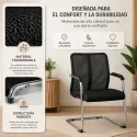 Silla de Oficina Ergonómica con Malla Transpirable y Estructura Cromada