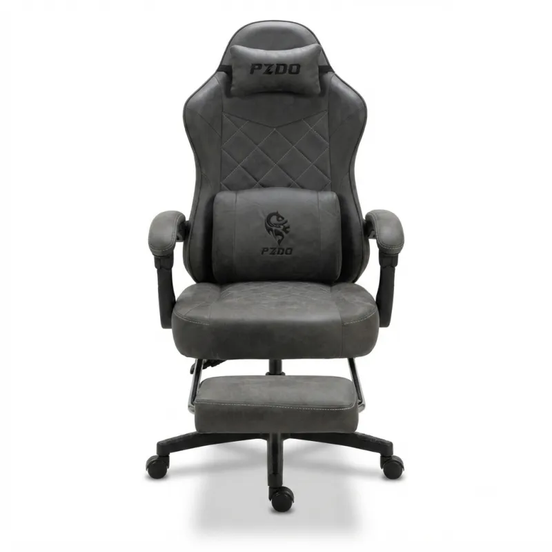 Silla Gaming Ergonómica Reclinable con Reposapiés Extensible y Cojines Premium PZDO