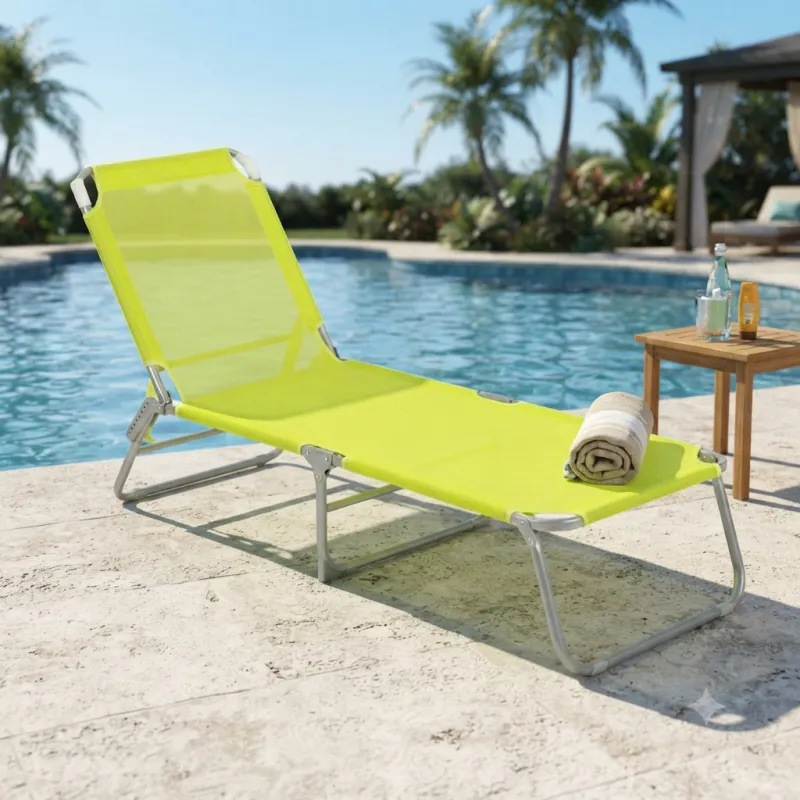Tumbona de Playa Plegable y Reclinable con Asas de Transporte