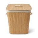 Cesto para Ropa Sucia Plegable de Bambú Natural con Tapa y Bolsa Extraíble 40x30x50cm