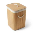 Cesto para Ropa Sucia Plegable de Bambú Natural con Tapa y Bolsa Extraíble 40x30x50cm