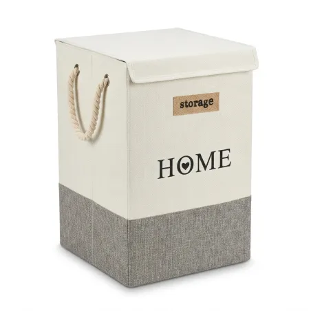 Cesta de Lavandería Plegable con Tapa y Asas de Cuerda HOME 58L