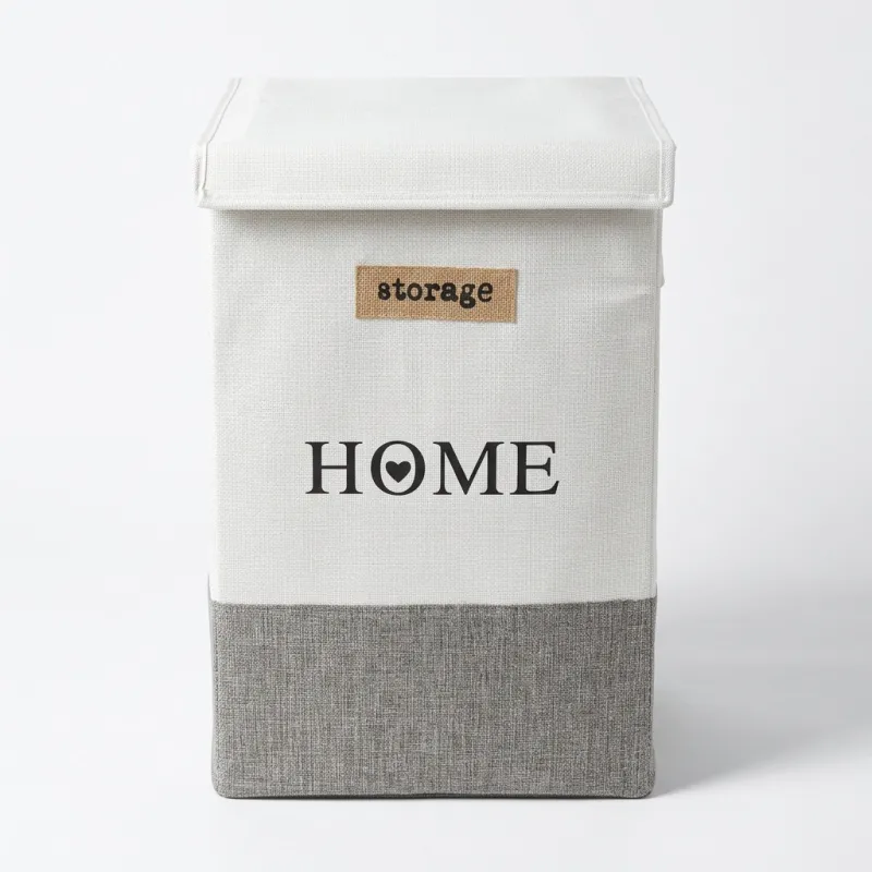 Cesta de Lavandería Plegable con Tapa y Asas de Cuerda HOME 58L