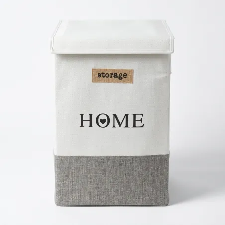 Cesta de Lavandería Plegable con Tapa y Asas de Cuerda HOME 58L