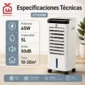 Climatizador Evaporativo Aire Acondicionado Portátil 65W con Mando y Panel Táctil ExtraHouse CF1205BR
