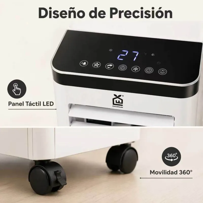 Climatizador Evaporativo Aire Acondicionado Portátil 65W con Mando y Panel Táctil ExtraHouse CF1205BR