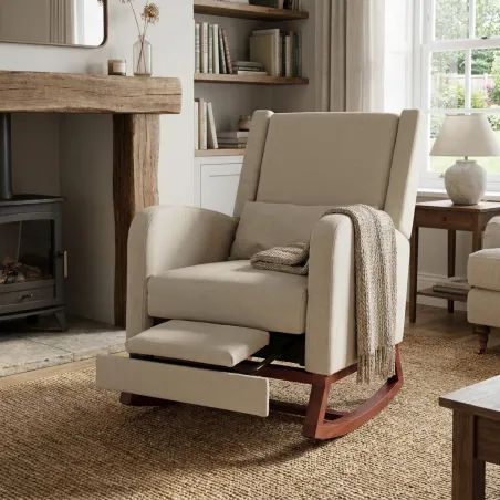 Sillón Mecedora de Lactancia Ergonómico y Reclinable con Reposapiés Integrado RK202