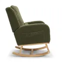 Silla Mecedora Ergonómica de Tejido Bouclé con Cojín Lumbar y Estructura de Madera